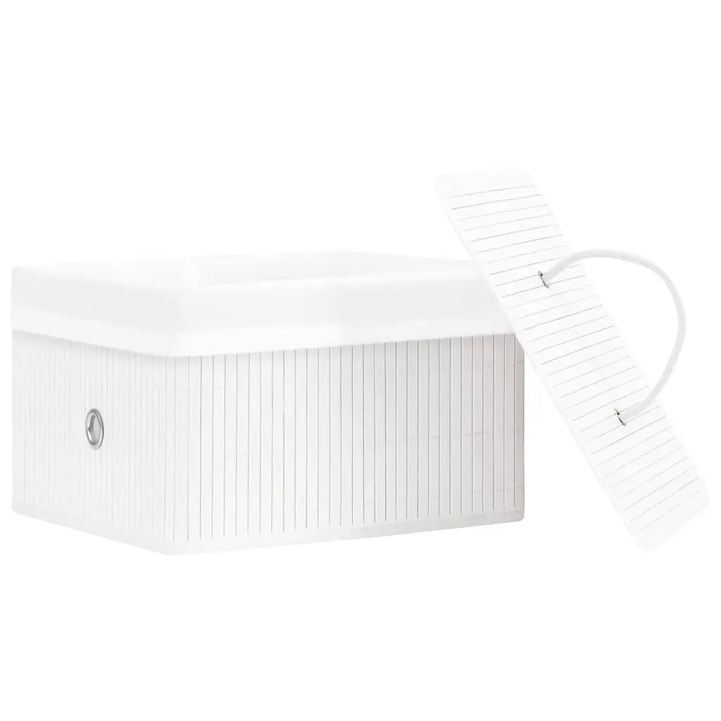 Bamboo Storage Boxes Set of 4 Foldable Household Organization White
