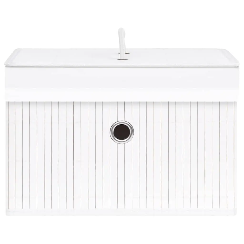 Bamboo Storage Boxes Set of 4 Foldable Household Organization White