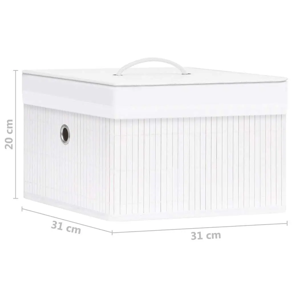 Bamboo Storage Boxes Set of 4 Foldable Household Organization White
