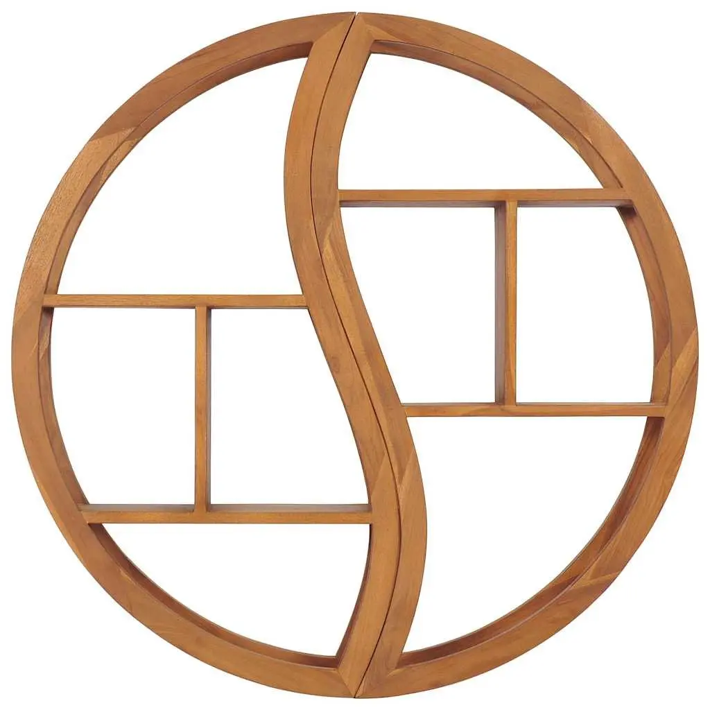 Solid Teak Yin Yang Wall Shelf for Home Decor