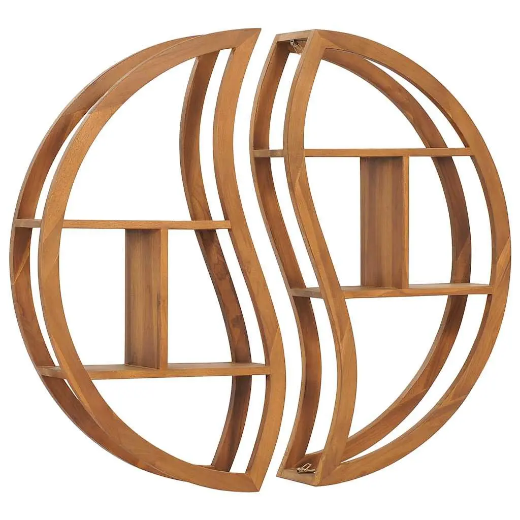Solid Teak Yin Yang Wall Shelf for Home Decor