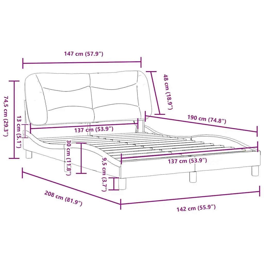 Double Bed Frame with Headboard Black White Faux Leather Bedroom Furniture