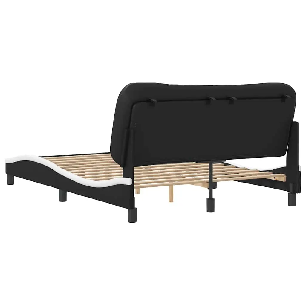 Double Bed Frame with Headboard Black White Faux Leather Bedroom Furniture