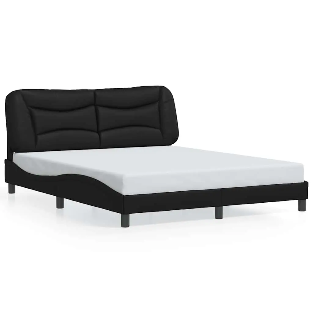 Bed Frame Queen Faux Leather Headboard 152x203 cm Black