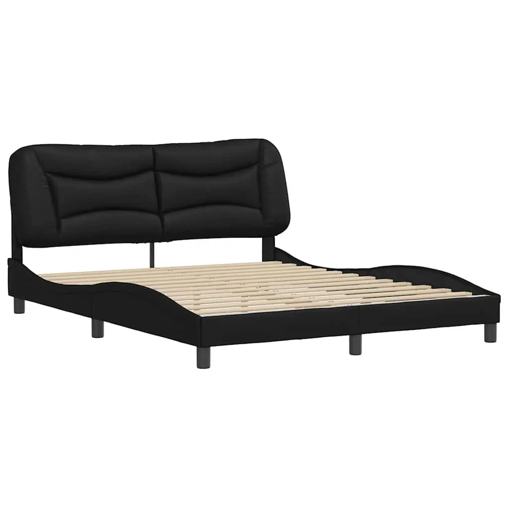 Bed Frame Queen Faux Leather Headboard 152x203 cm Black