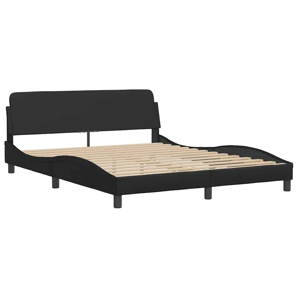 Bed Frame Queen Faux Leather Headboard 152x203 cm Black