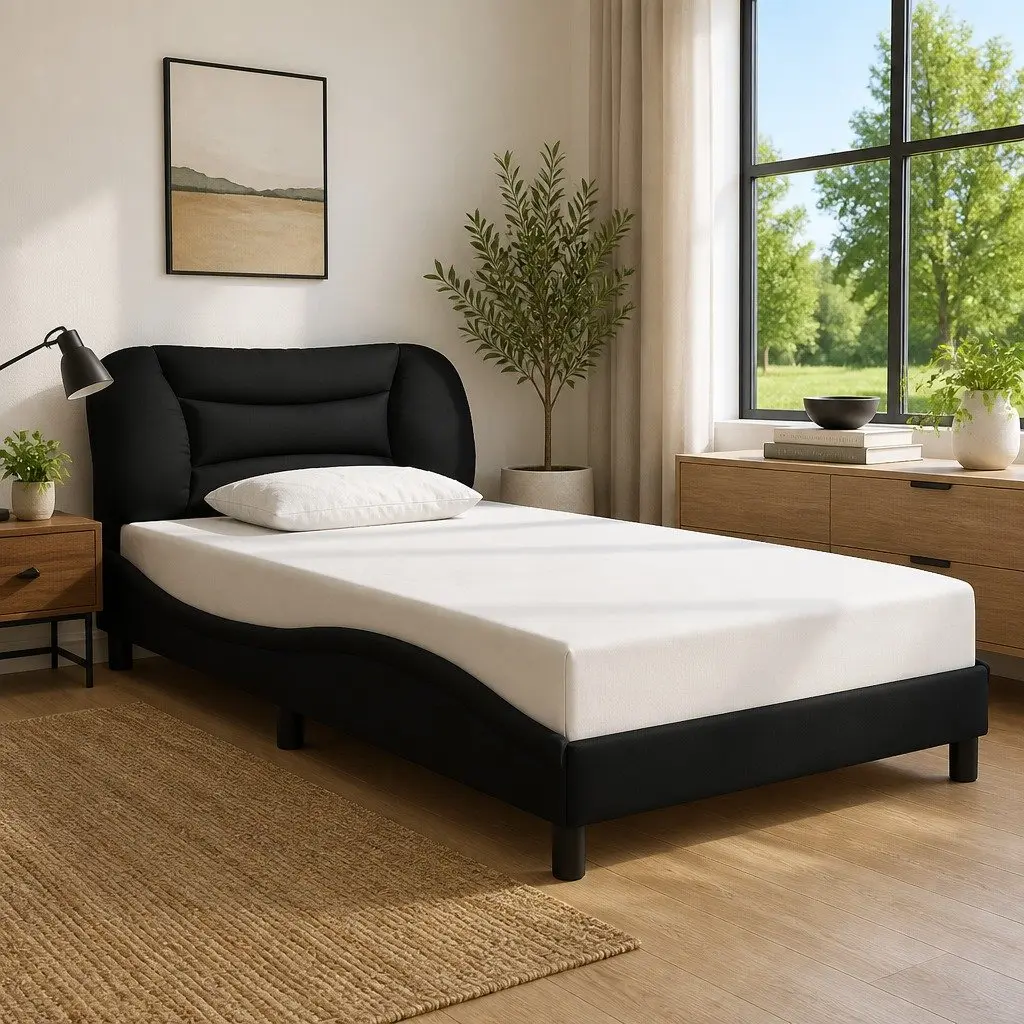 King Single Bed Frame with Fabric Headboard
