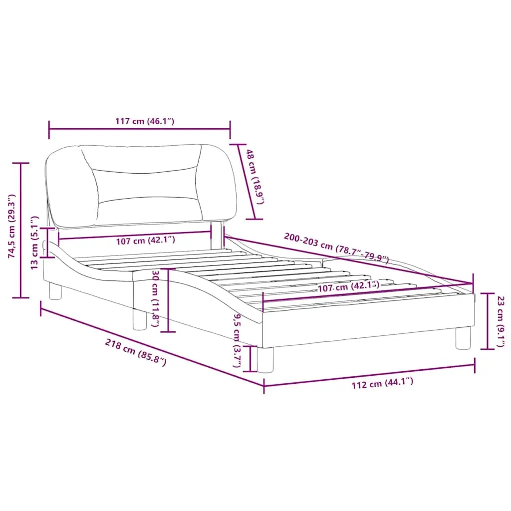 King Single Bed Frame with Fabric Headboard