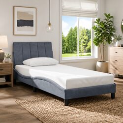 Reliable Grey Velvet Bed Frame with Headboard for Comfort