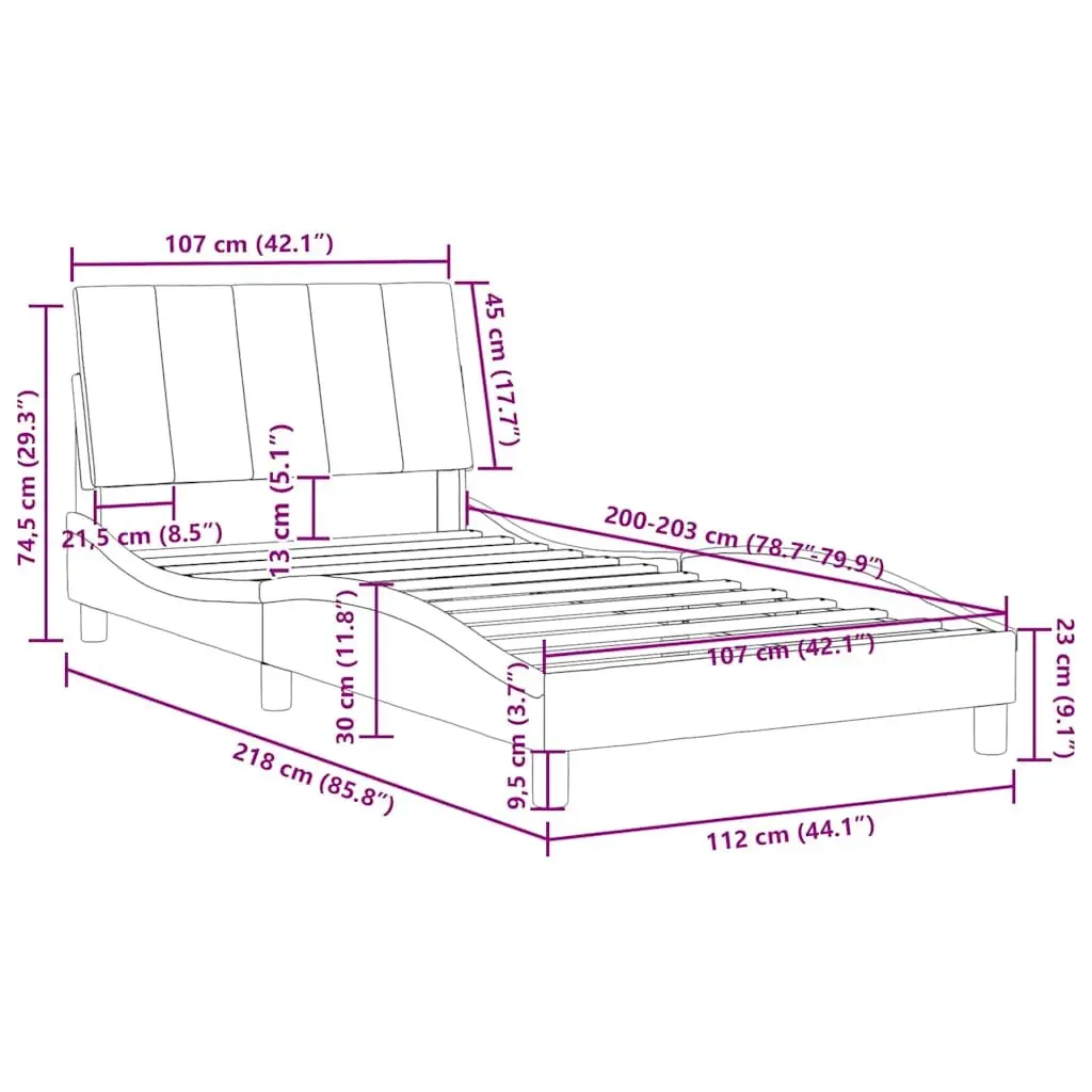 King Single Bed Frame with Velvet Finish