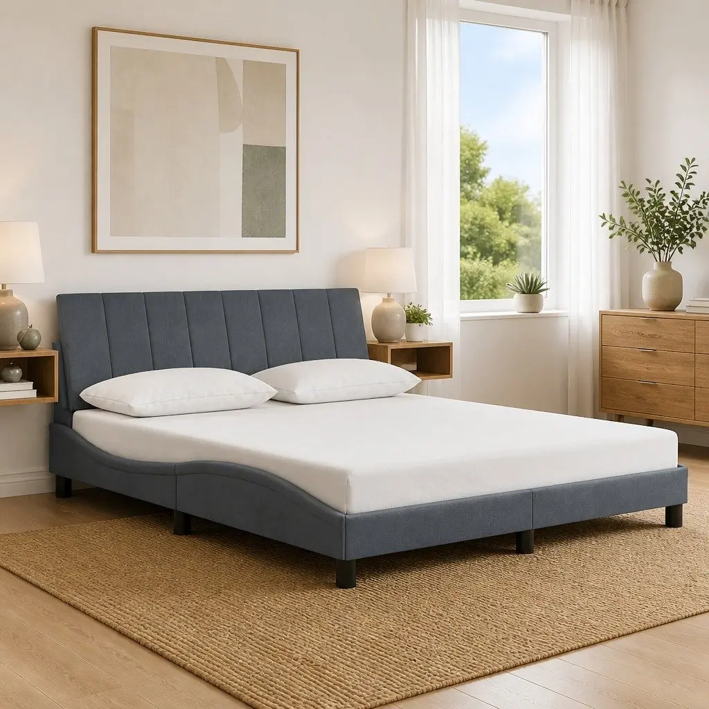 Queen Bed Frame with Headboard Velvet Upholstered Modern Bedroom Furniture