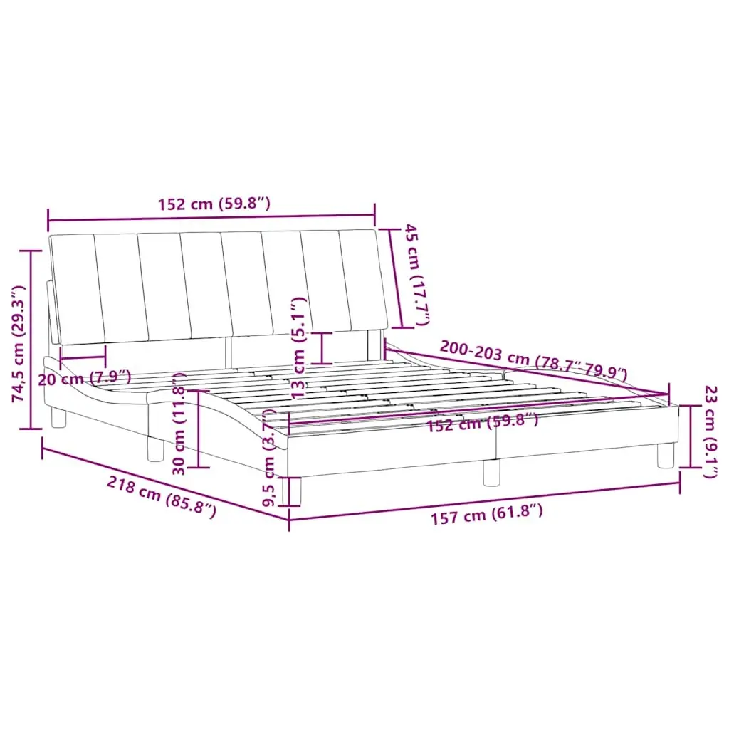 Queen Bed Frame with Headboard Velvet Upholstered Modern Bedroom Furniture