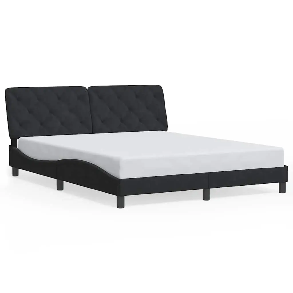 Queen Bed Frame Black Velvet 152x203cm Bedroom Furniture