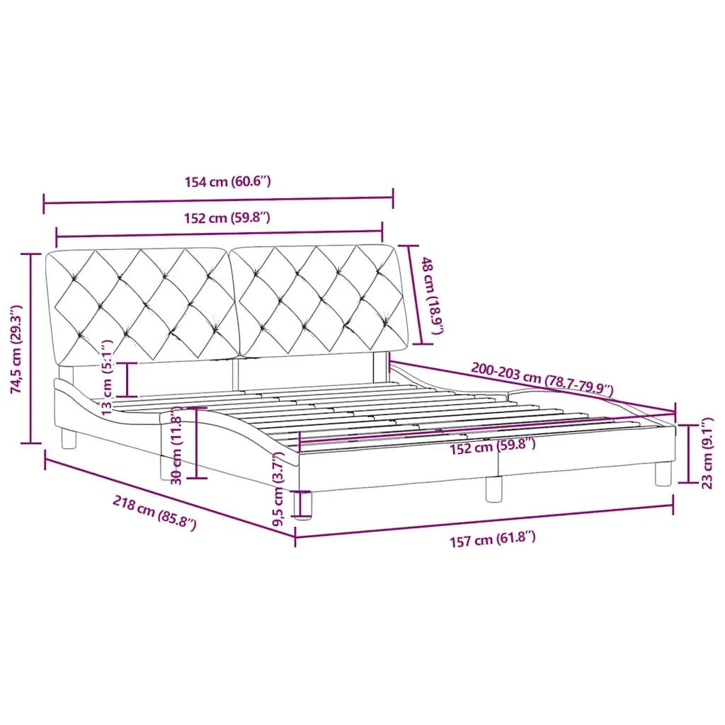 Queen Bed Frame Black Velvet 152x203cm Bedroom Furniture