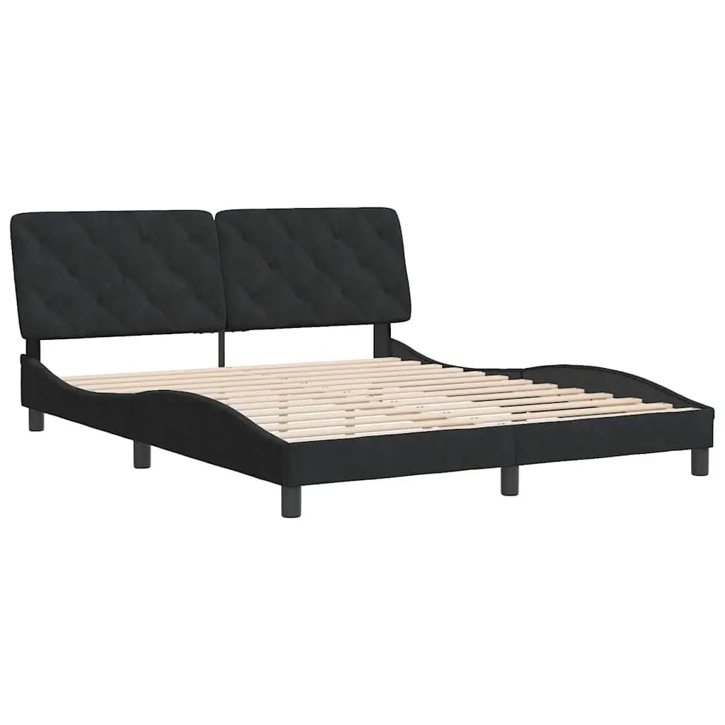 Queen Bed Frame Black Velvet 152x203cm Bedroom Furniture