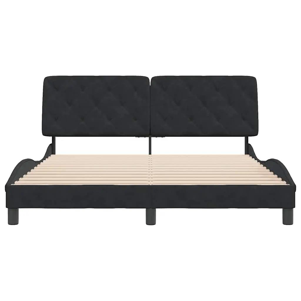 Queen Bed Frame Black Velvet 152x203cm Bedroom Furniture
