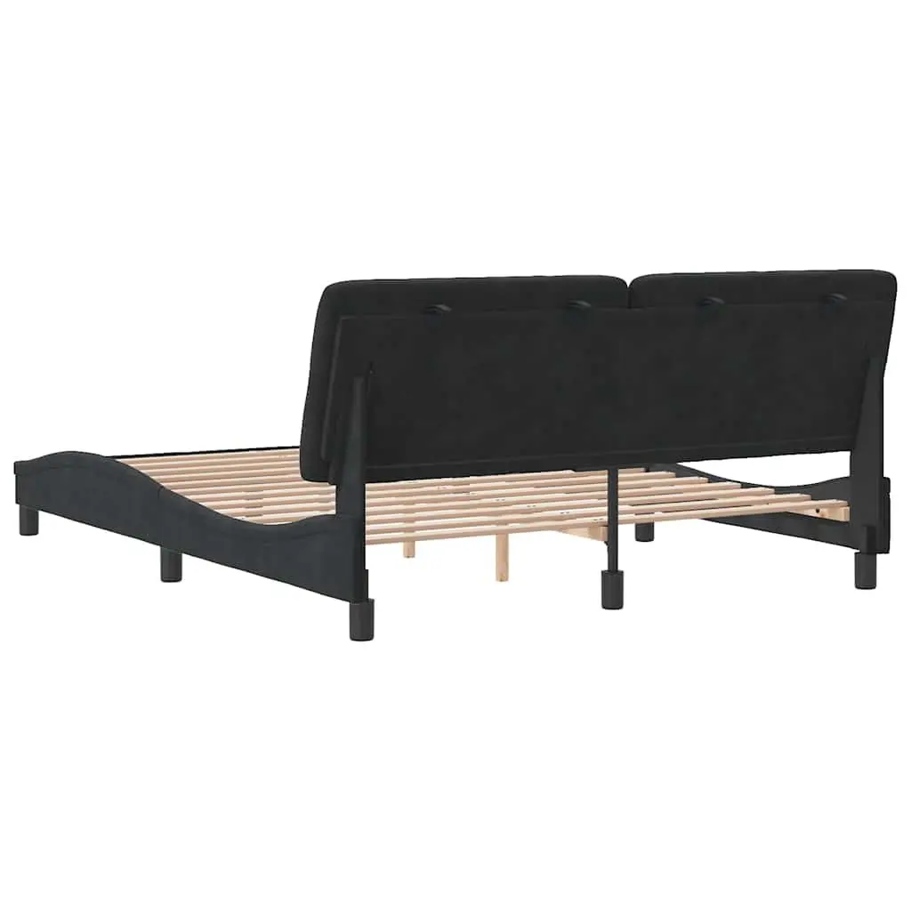 Queen Bed Frame Black Velvet 152x203cm Bedroom Furniture