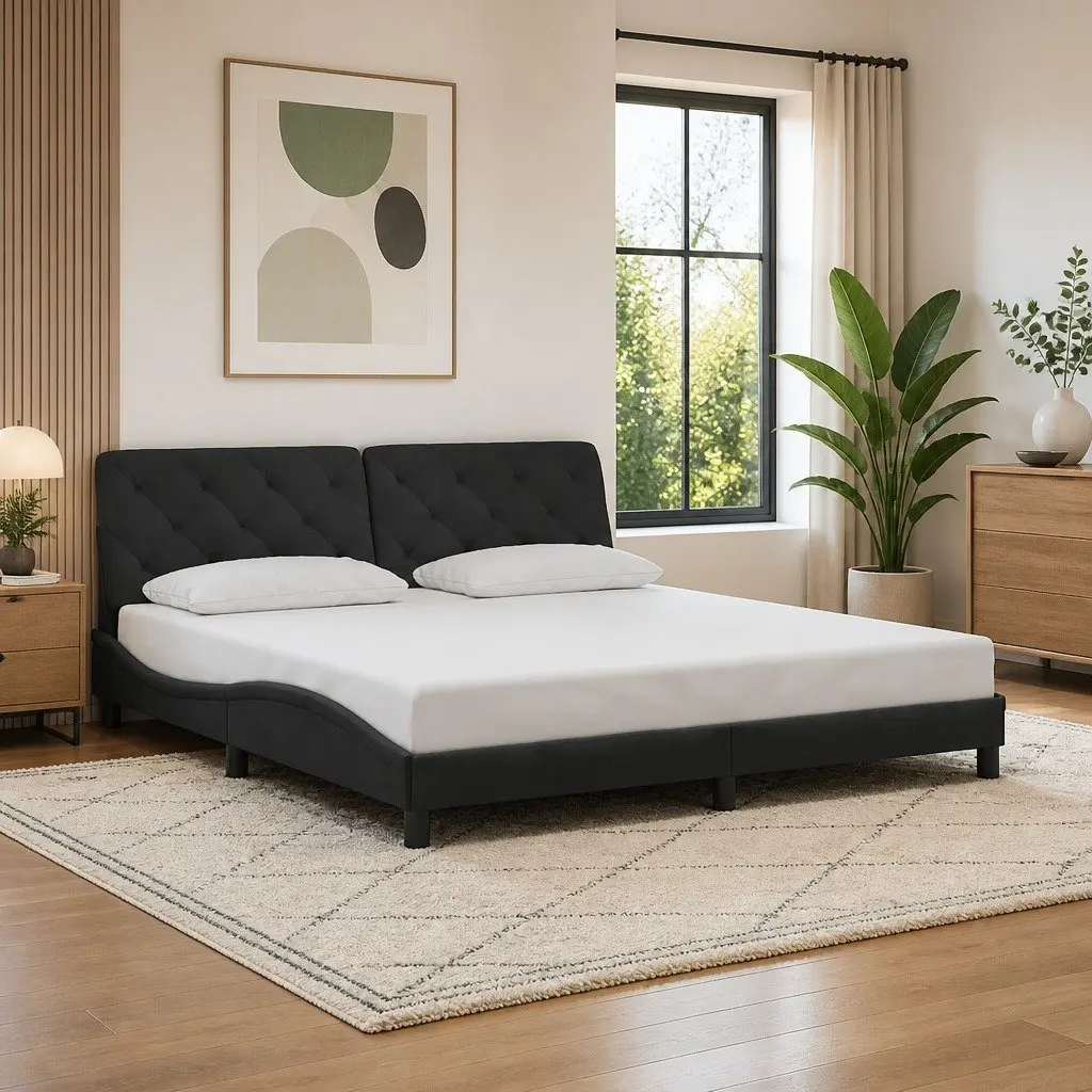 Black Velvet Bed Frame 180x200 cm