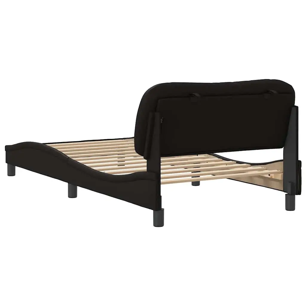 King Single Bed Frame Black Faux Leather 107x203 cm