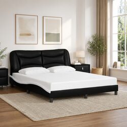 Reliable Queen Bed Frame with Padded Headboard in White