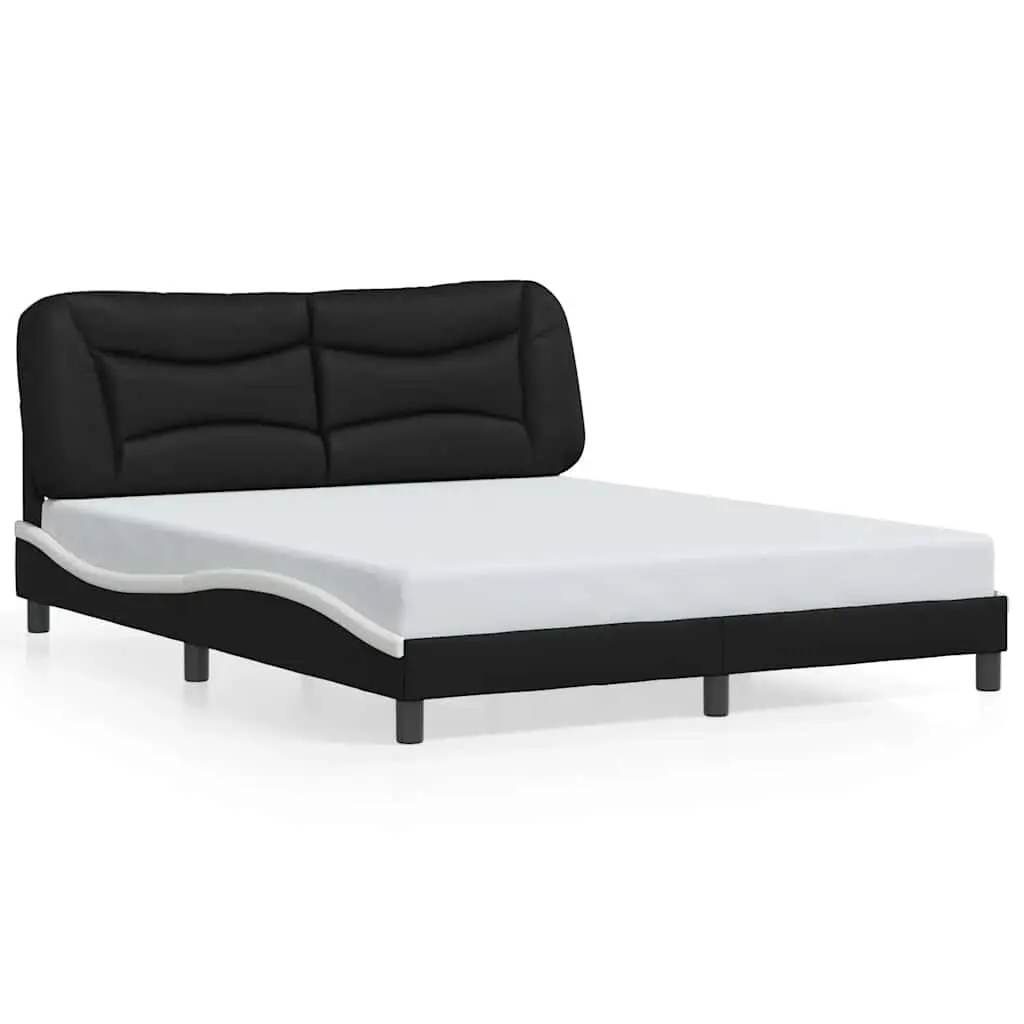 Queen Bed Frame Faux Leather Modern Bedroom Furniture 152 x 203 cm White