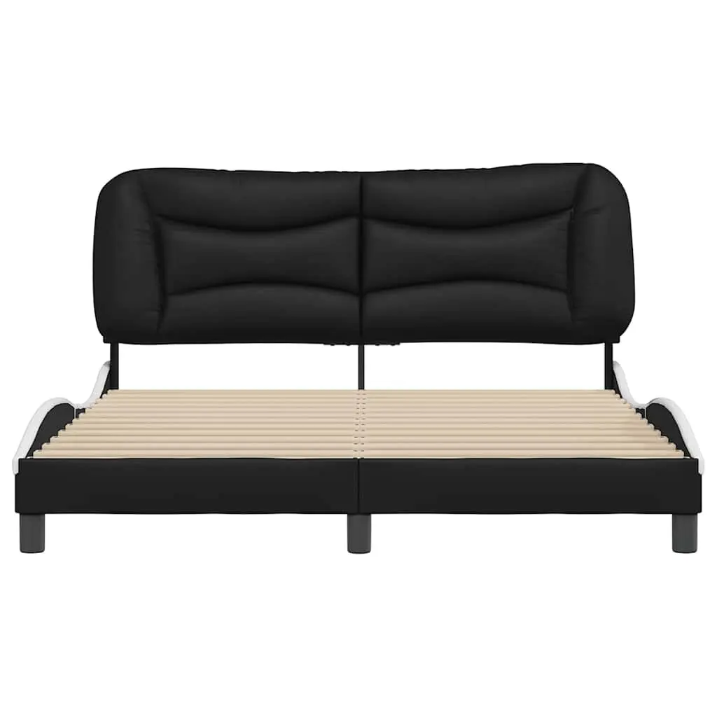 Queen Bed Frame Faux Leather Modern Bedroom Furniture 152 x 203 cm White