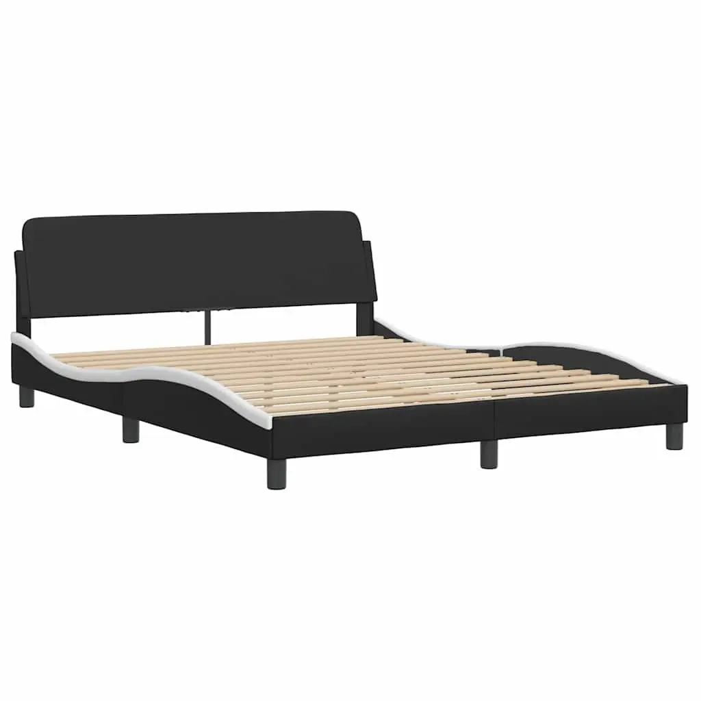 Queen Bed Frame Faux Leather Modern Bedroom Furniture 152 x 203 cm White