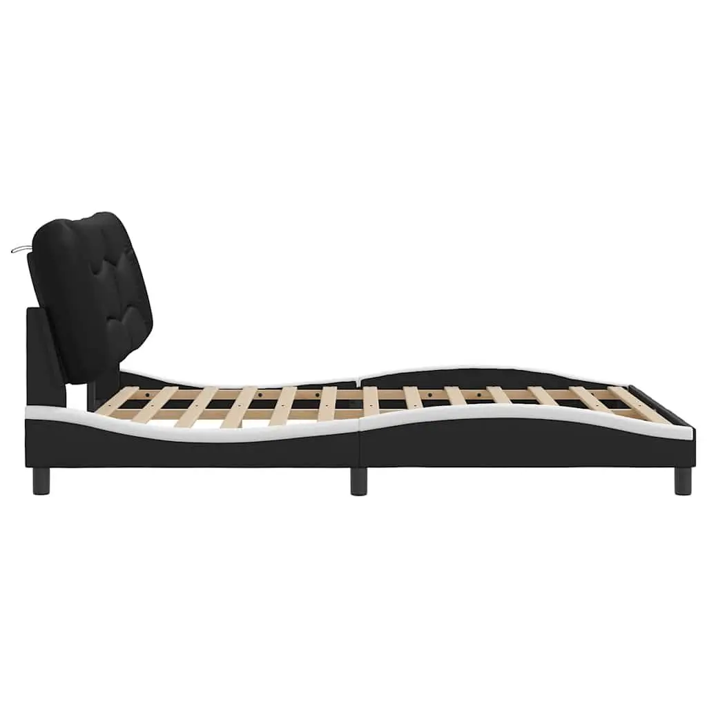 Queen Bed Frame Faux Leather Modern Bedroom Furniture 152 x 203 cm White