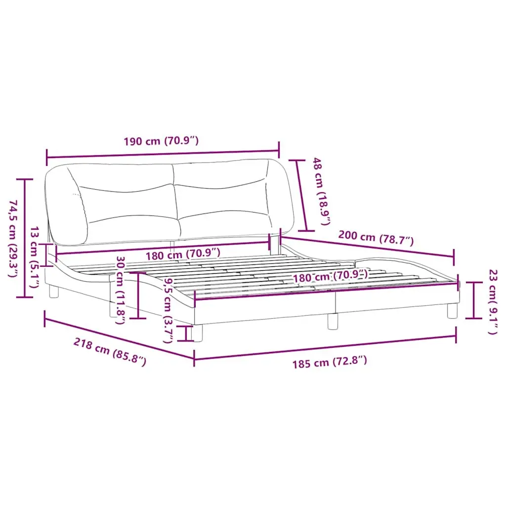 Bed Frame Black Faux Leather 180x200cm Slatted Base