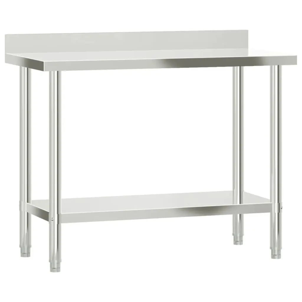 Stainless Steel Kitchen Work Table Food Prep 110 x 55 x 120 cm with Overshelf Bottom Shelf