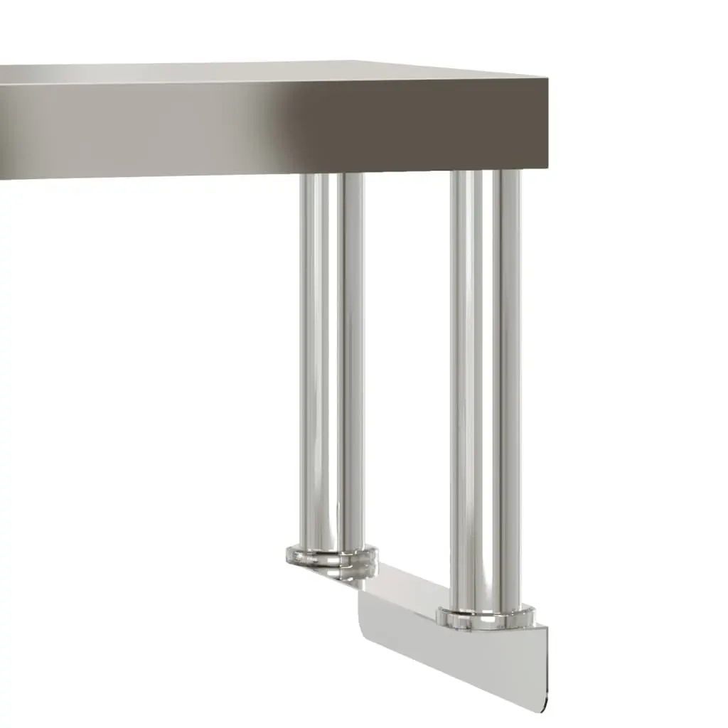 Stainless Steel Kitchen Work Table Food Prep 110 x 55 x 120 cm with Overshelf Bottom Shelf