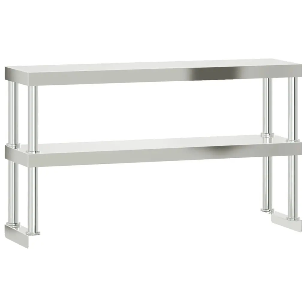 Stainless Steel Kitchen Work Table Prep Station 110x55x150cm with Overshelf
