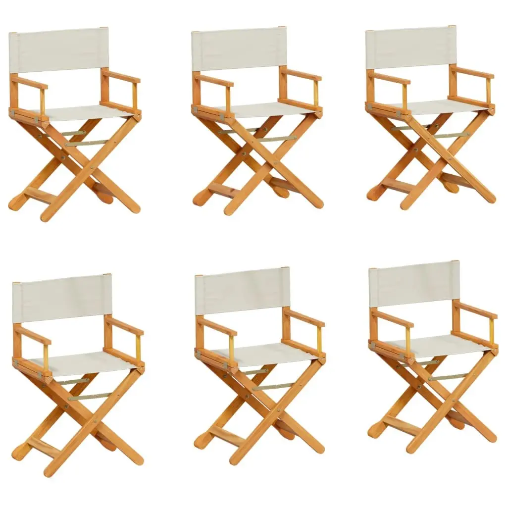Folding Garden Chairs Set of 6 Outdoor Portable Seating Cream Fabric
