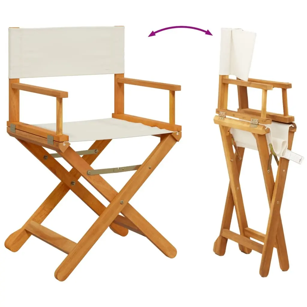 Folding Garden Chairs Set of 8 Outdoor Use Lightweight Cream Fabric Director Style