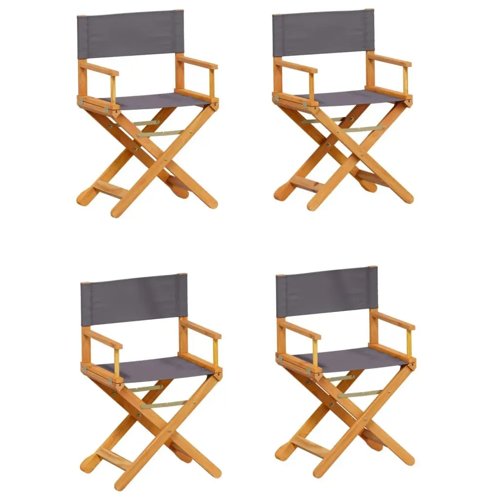 Folding Garden Chairs Set of 4 Outdoor Seating Grey Acacia Wood