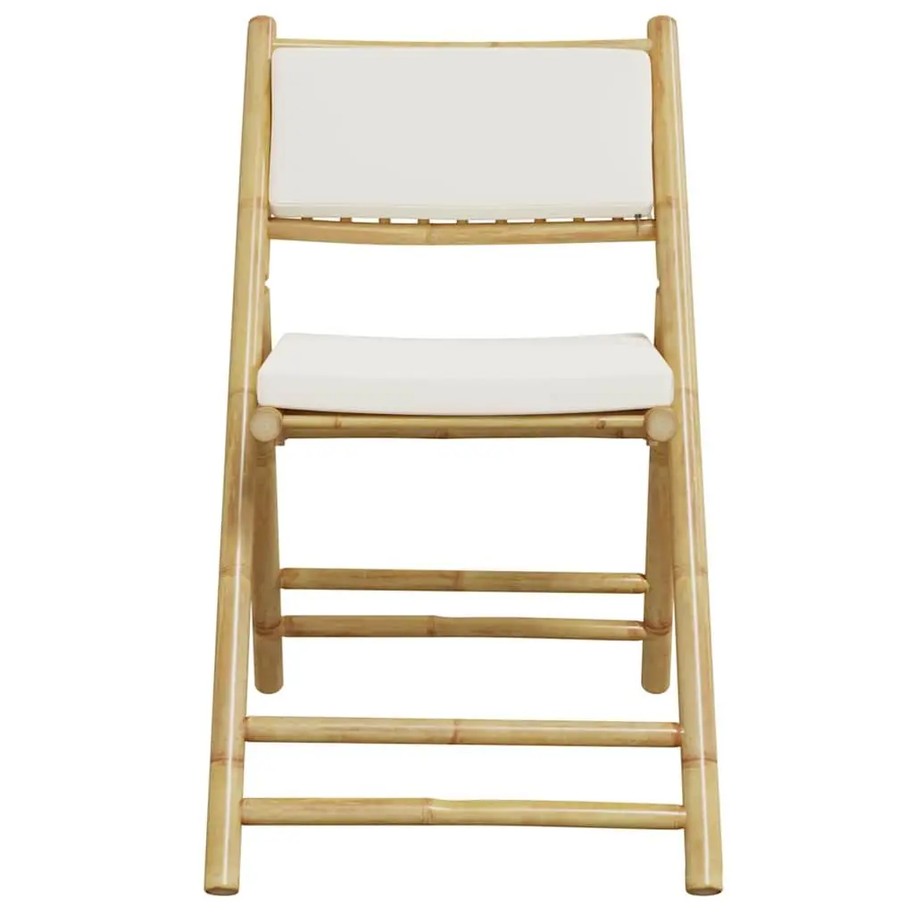 Folding Bistro Set 3 Piece Outdoor Garden Furniture Bamboo with Cushions