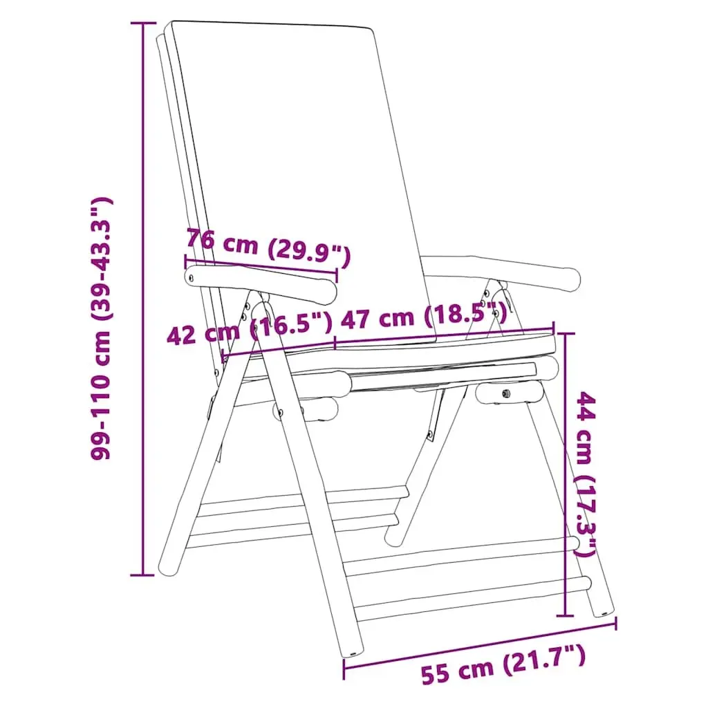 Outdoor Bistro Set 3 Piece Folding Garden Furniture Bamboo Cushioned Chairs