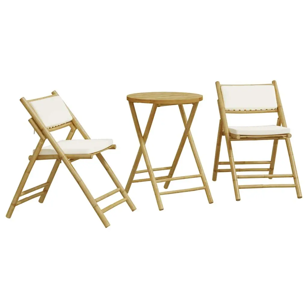 3 Piece Folding Bistro Set Outdoor Furniture Garden Patio Table Chairs Brown Cream White