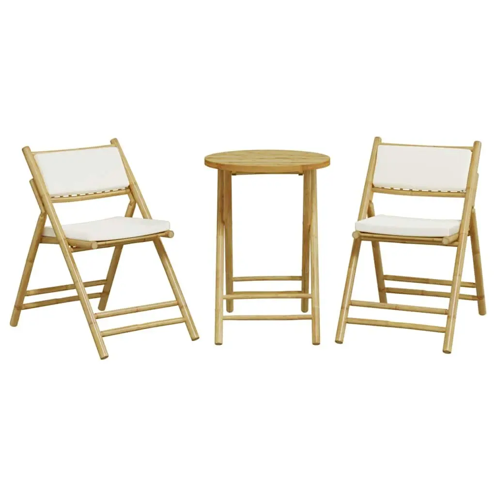 3 Piece Folding Bistro Set Outdoor Furniture Garden Patio Table Chairs Brown Cream White