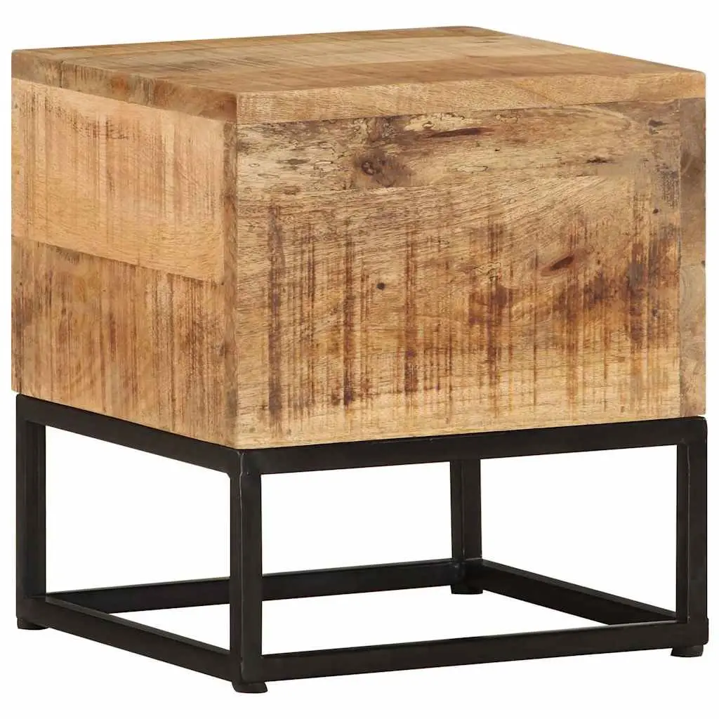 End Table 30x30x33 cm Rough Mango Wood Side Table Brown Accent Living Room