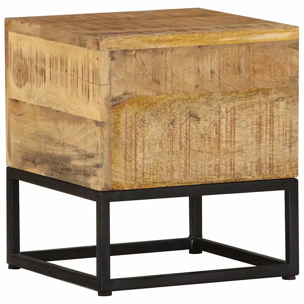 End Table 30x30x33 cm Rough Mango Wood Side Table Brown Accent Living Room