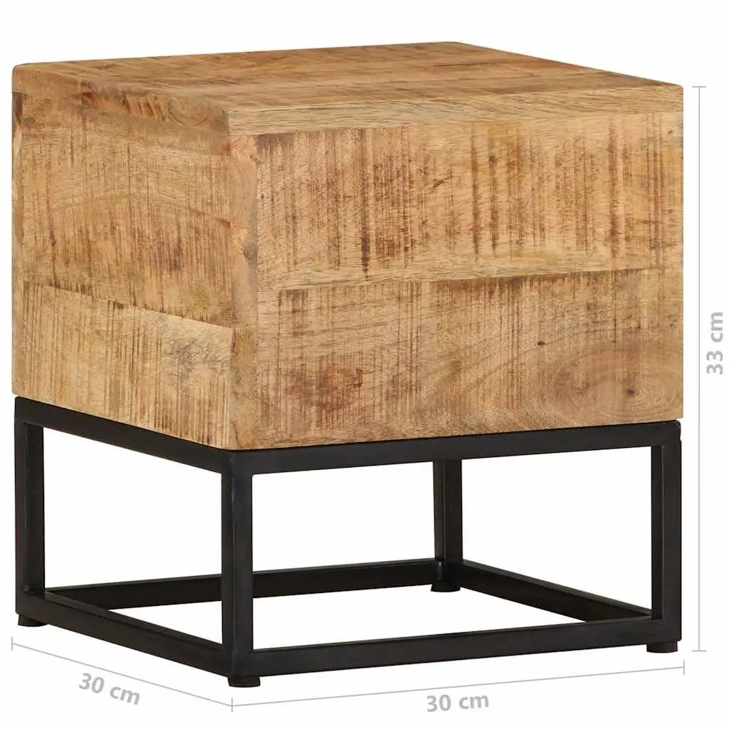 End Table 30x30x33 cm Rough Mango Wood Side Table Brown Accent Living Room
