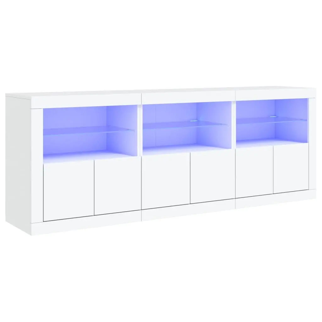 Sideboard Cabinet Storage Buffet 181.5x37x67cm White with RGB LED Lights