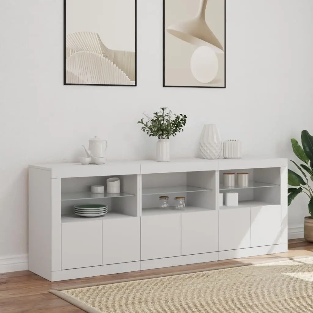 Sideboard Cabinet Storage Buffet 181.5x37x67cm White with RGB LED Lights