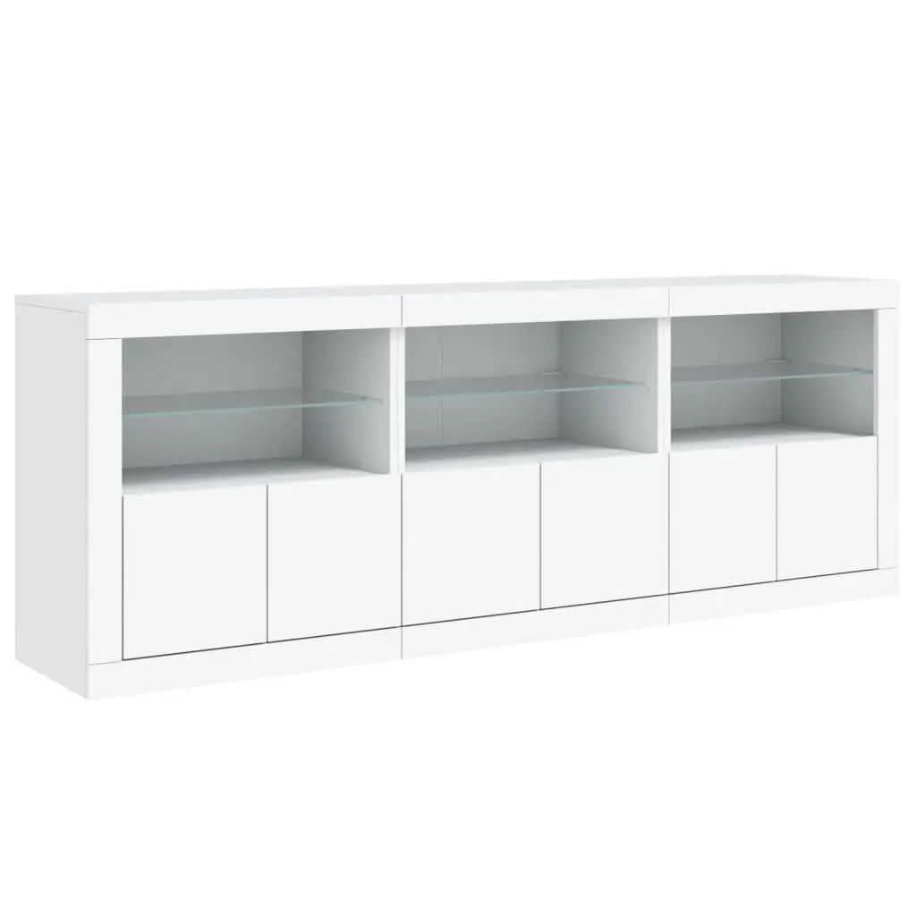 Sideboard Cabinet Storage Buffet 181.5x37x67cm White with RGB LED Lights