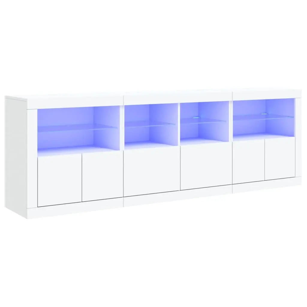 Sideboard Cabinet RGB LED Lights Storage 202 x 37 x 67 cm White