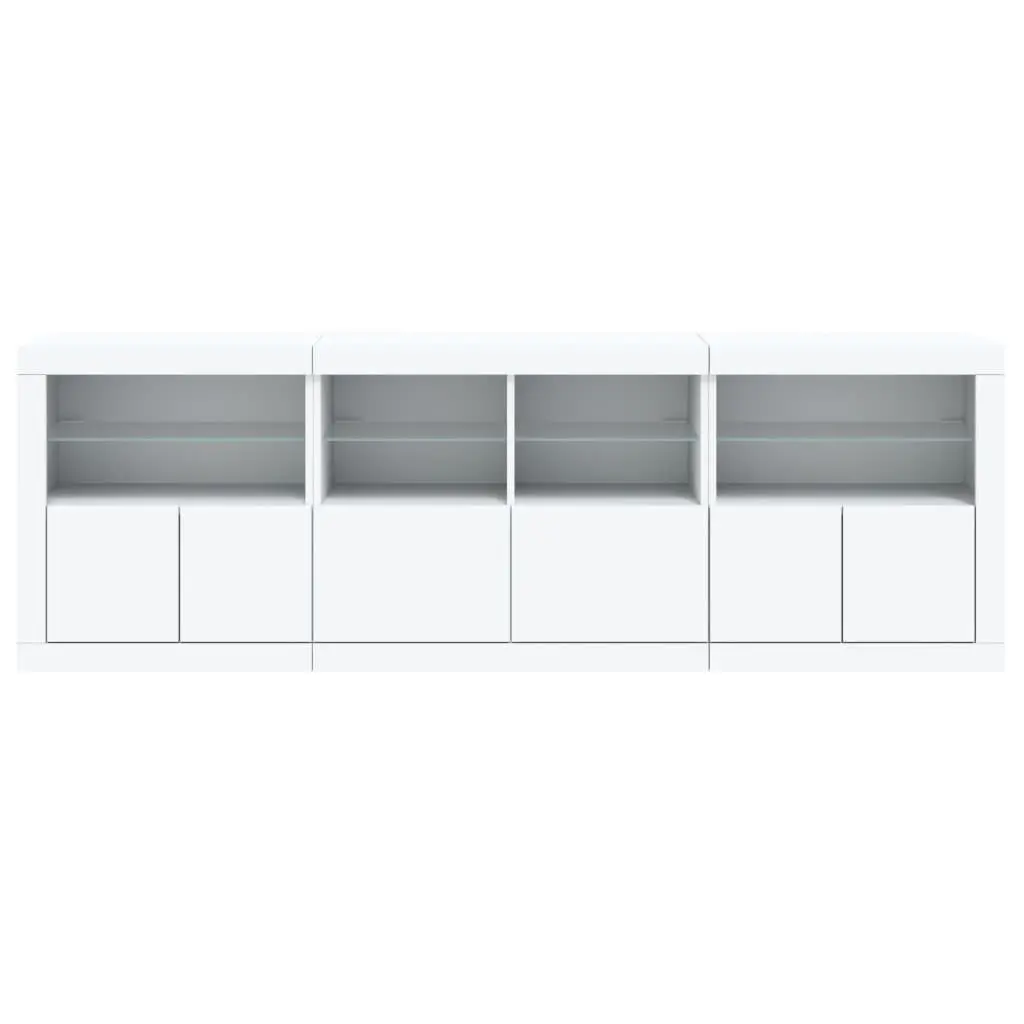 Sideboard Cabinet RGB LED Lights Storage 202 x 37 x 67 cm White