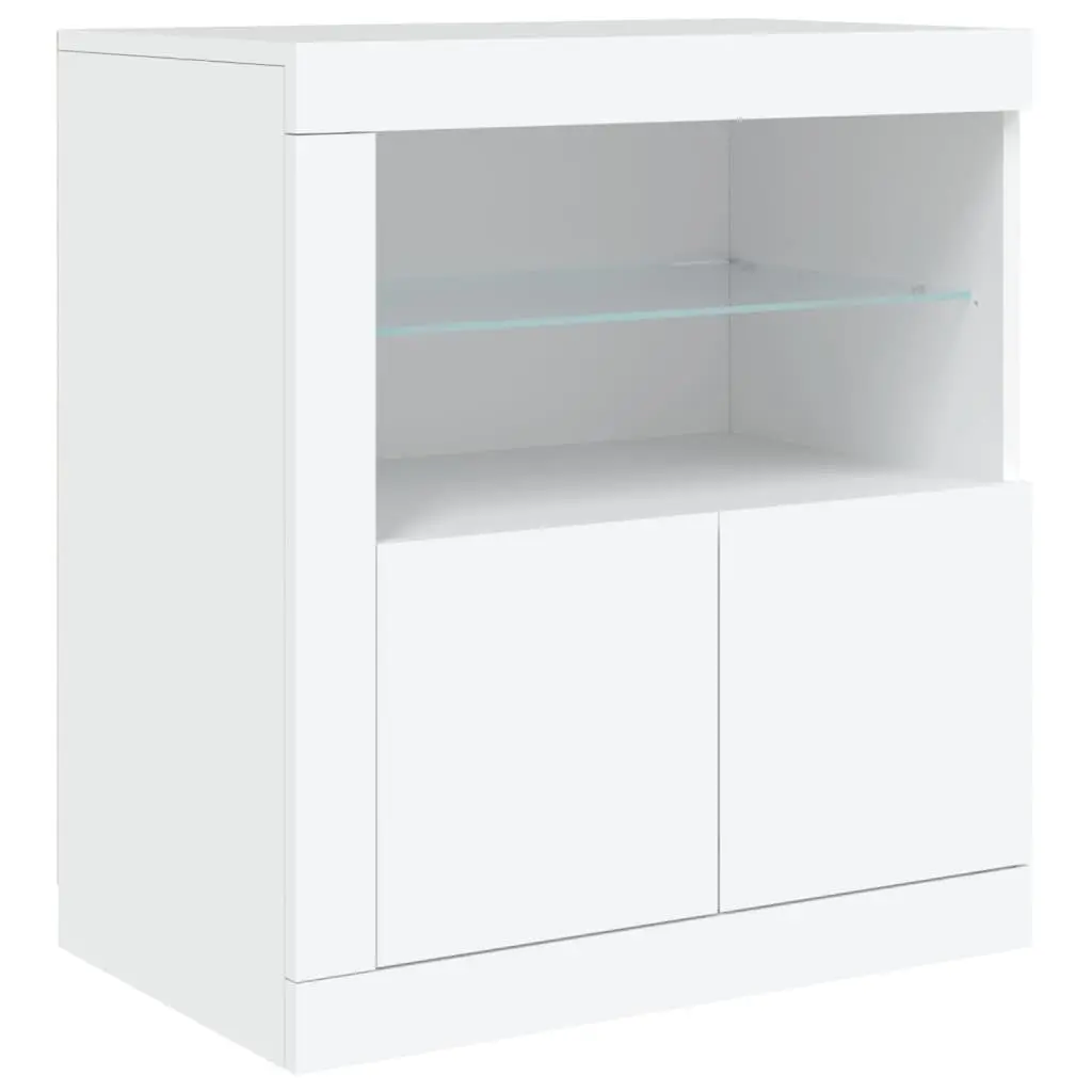 Sideboard Cabinet RGB LED Lights Storage 202 x 37 x 67 cm White