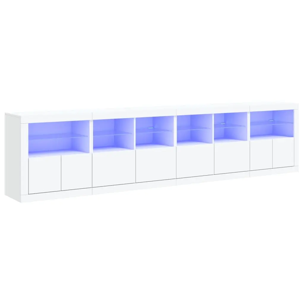Sideboard RGB LED Lights Modern Storage Cabinet 283x37x67cm White