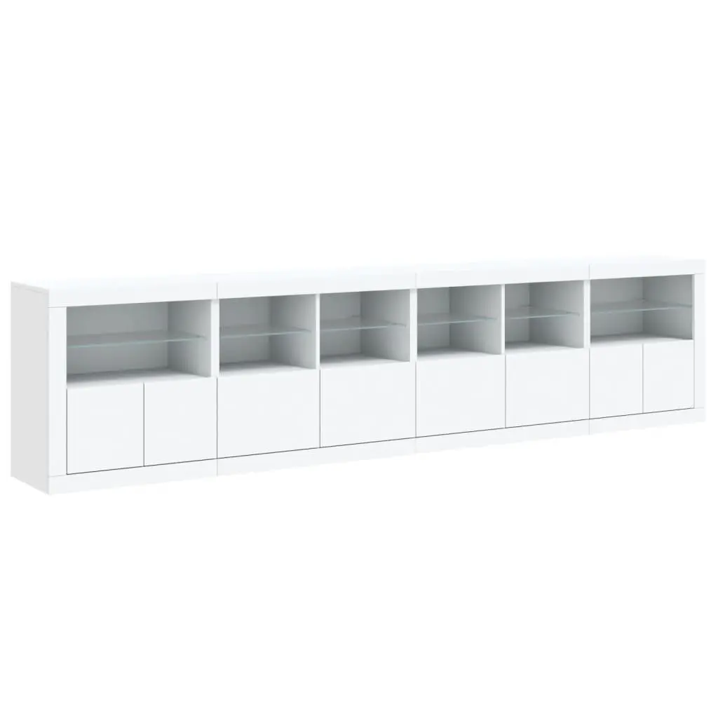 Sideboard RGB LED Lights Modern Storage Cabinet 283x37x67cm White